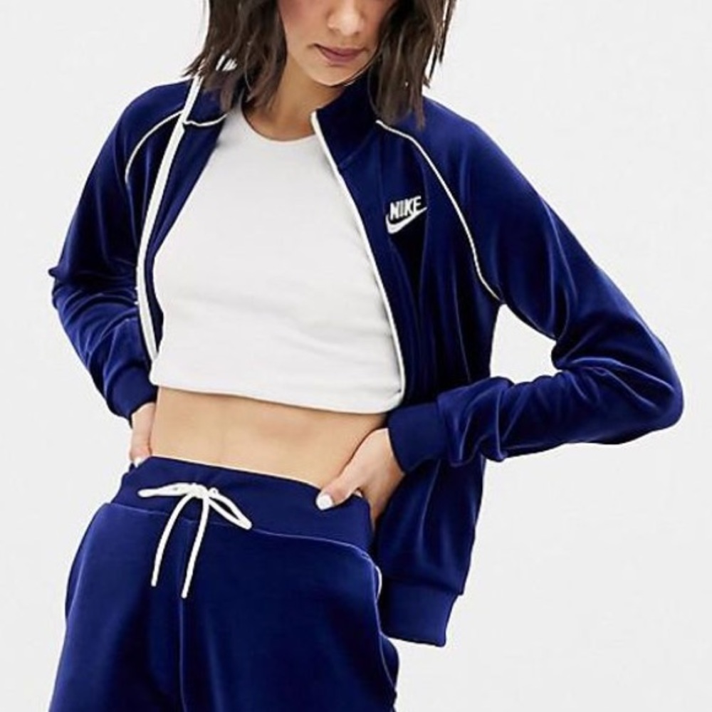 Nike Blue Velour Track Suit Jacket • XL